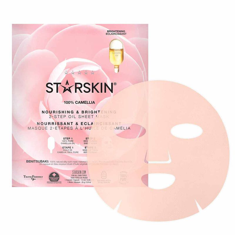 starskin 100% camellia nourishing & brightening 2step oil sheet mask