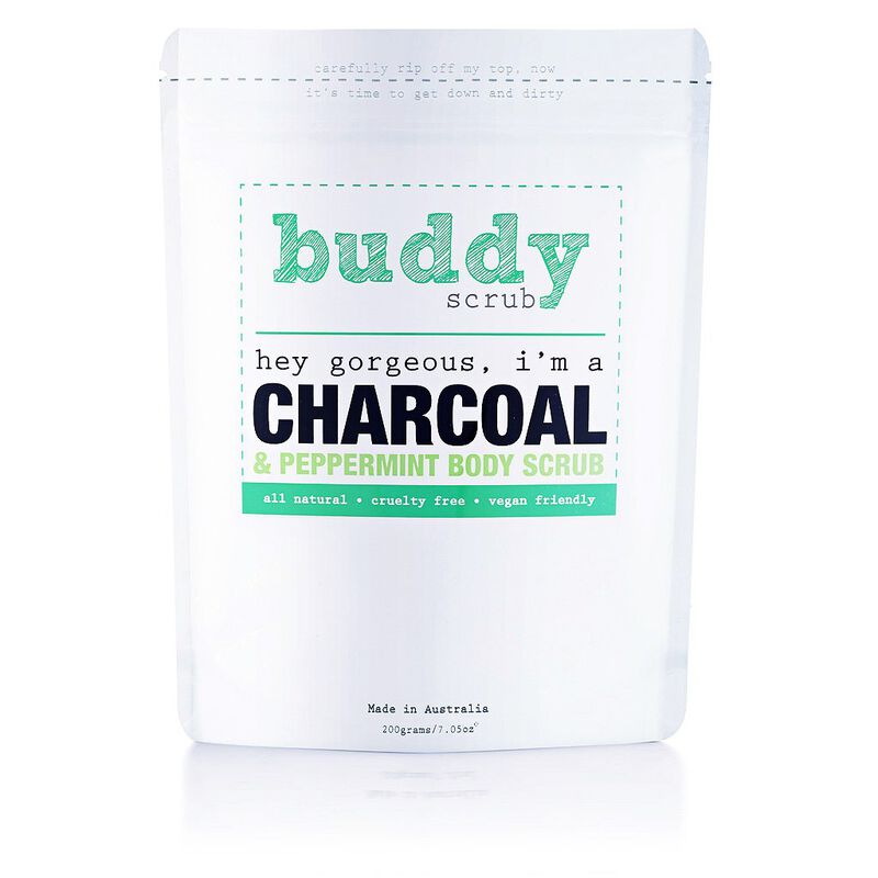 buddy scrub activated charcoal & peppermint  natural body scrub 200g