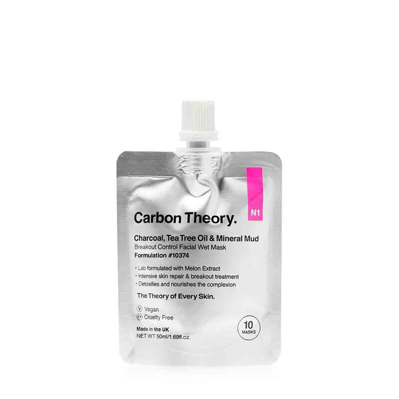 carbon theory breakout control facial wet mask  charcoal tea tree oil & mineral mud 50ml