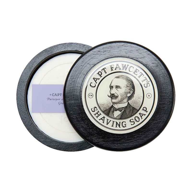 captain fawcett shaving soap with  hand crafted wooden bowl