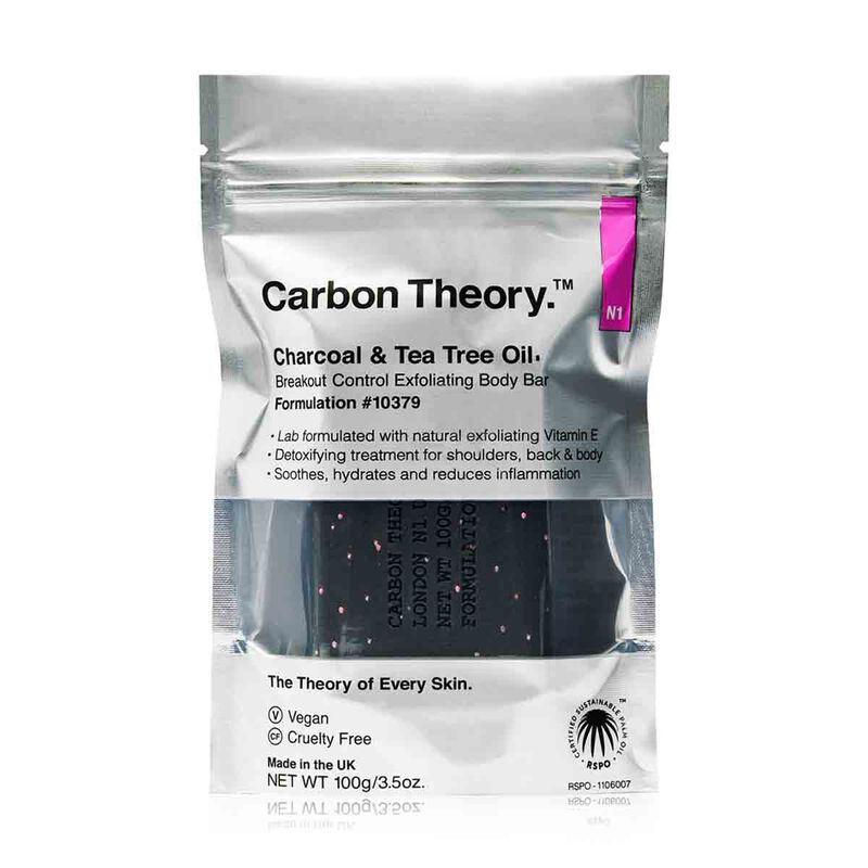 carbon theory breakout control exfoliating body bar  charcoal & tea tree oil 100g