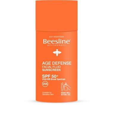 beesline age defense facial fluid sunscreen spf 50+