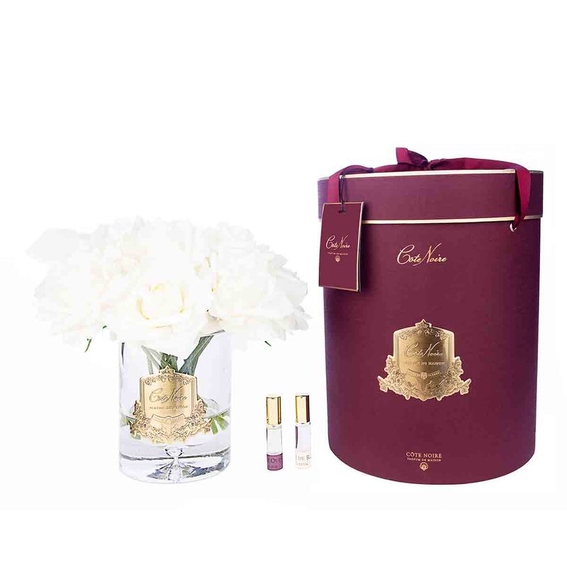 معطر جو  باقات الورد الكبيرة الشمبانيا  في صندوق أحمر مع شارة ذهبية