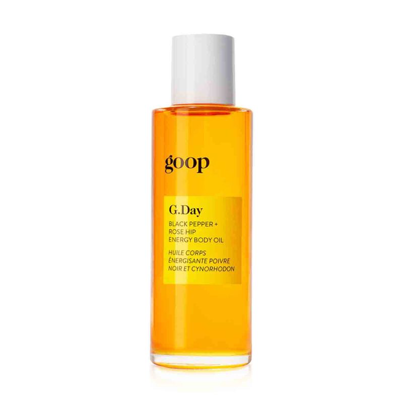 goop g.day black pepper plus rose hip energy body oil