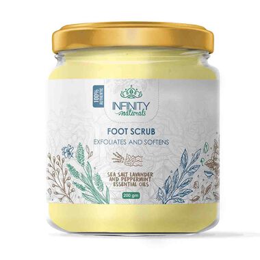 infinity natural infinity naturals foot scrub sea salt lavender & peppermint essential oil
