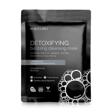 beauty pro detoxifying bubbling cleansing sheet mask with activated charcoal