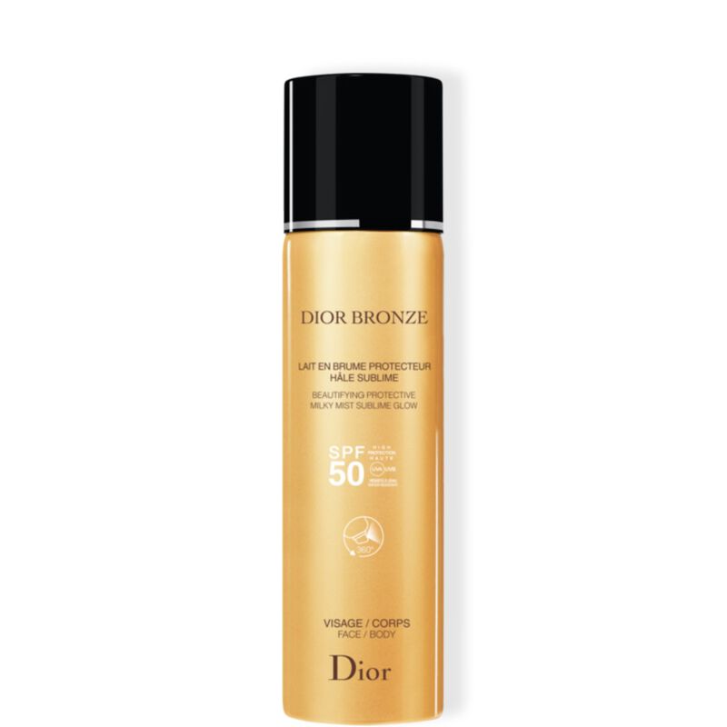 dior dior bronze  beautifying protective milky mist sublime glow spf 50.