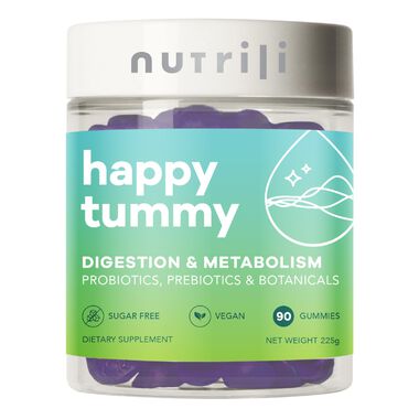 nutrili happy tummy  sugar free gummies supplement