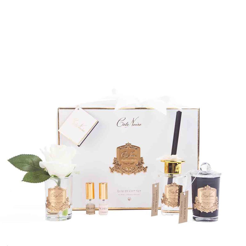 Home Diffuser Gift Pack Blonde Vanilla White Box with Gold Badge cote noire home diffuser gift pack blonde vanilla white box with gold badge