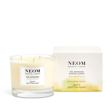 neom organics scented candle 3 wicks feel refreshed