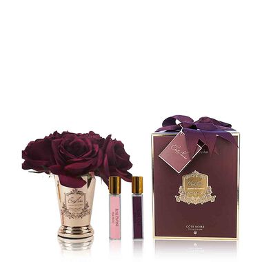 cote noire seven rose bouquet carmine red with gold goblet