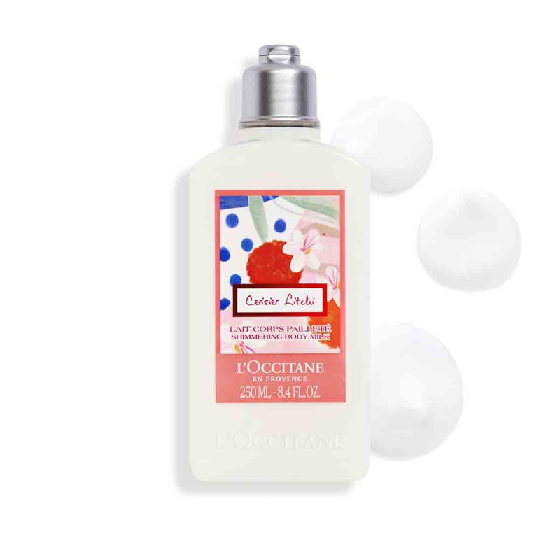 l'occitane cherry blossom lychee shimmering body milk 250ml