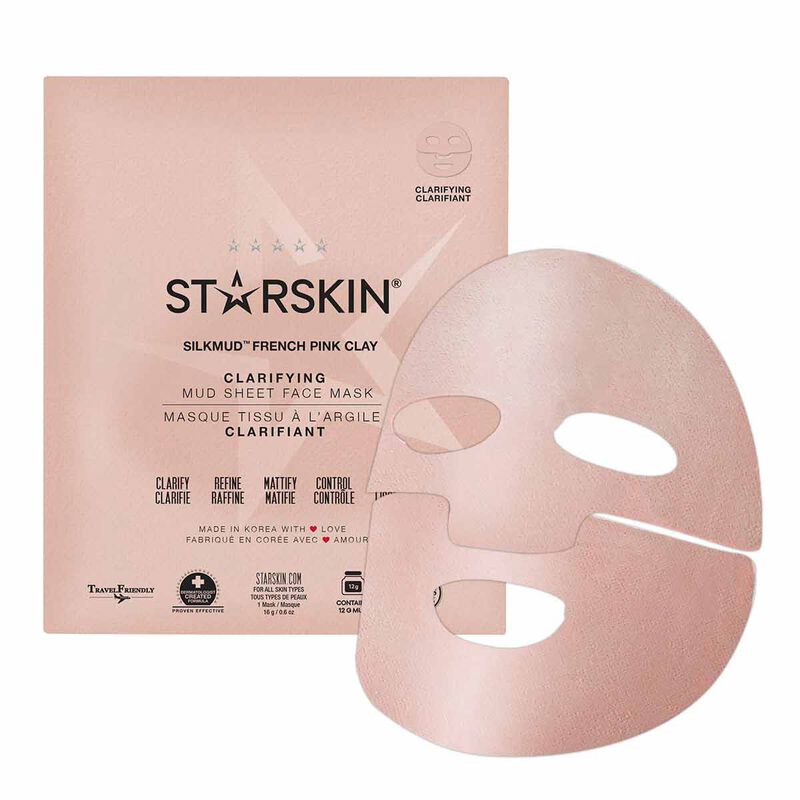 starskin silkmud pink french clay purifying liftaway mud face sheet mask