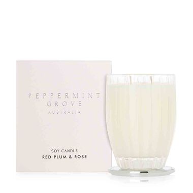 peppermint grove red plum & rose candle 350g